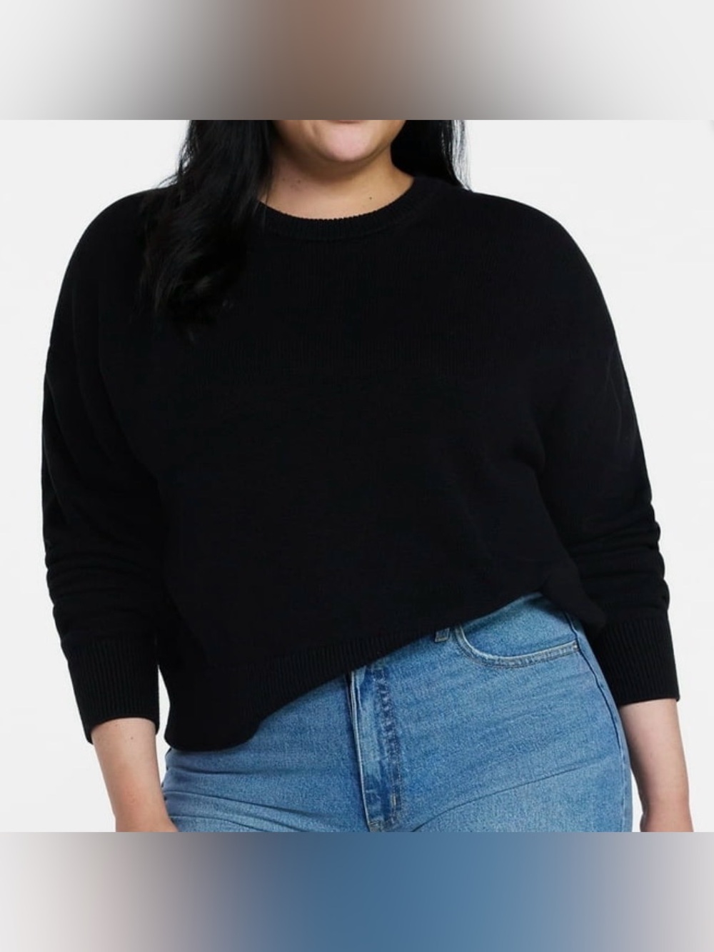 Time and Tru Black Crewneck Sweater - Classic Solid Pullover